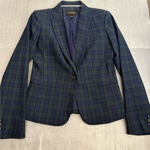 [US2]Banana Republic Navy and Green Plaid Blazer Classic